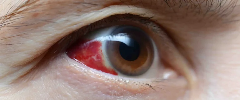 Derrame ocular o hemorragia subconjuntival en el ojo